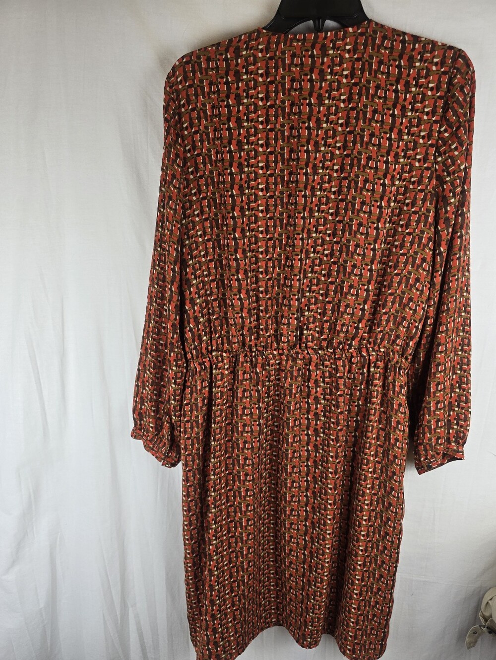Lands End Orange Multi-Color Long Sleeve Wrap Dress Sz 16W - Picture 4 of 10